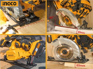 SIERRA CIRCULAR BRUSHLESS INGCO 20V 7 1/4'' + 2 BATERÍAS 2.0AH CSLI1851 - 3