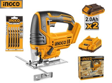 SIERRA CALADORA INGCO CJSLI8501 20V + 2 BATERÍAS 2.0AH + CARGADOR