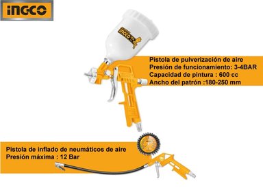 SET HERRAMIENTAS INGCO AKT0053-1 5 PIEZAS COMPRESOR DE AIRE NEUMÁTICO - 3