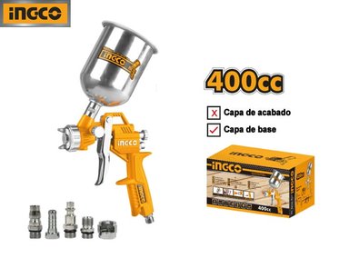 PISTOLA INGCO PARA PINTAR DE GRAVEDAD VASO ALUMINIO 400CC ASG4041