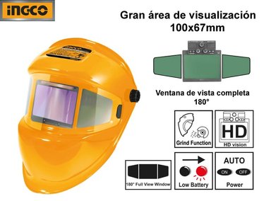 CASCO INGCO AHM006 SOLDAR AUTOMÁTICO FOTOSENSIBLE VISTA COMPLETA 180°