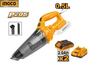 ASPIRADORA INALÁMBRICA INGCO 20V 0.5L + 2 BATERÍAS 2.0AH + CARGADOR CVLI201261