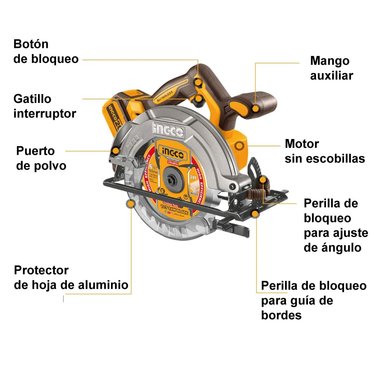 SIERRA CIRCULAR INGCO CSLI1652 BRUSHLESS 20V 6 1/2'' - 2
