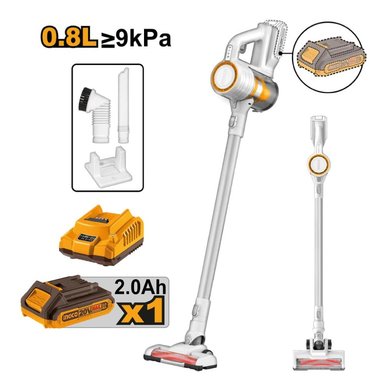 ASPIRADORA INGCO INALÁMBRICO INALÁMBRICA 20V 0.8L 120W + 1 BATERÍA 2.0AH + CARGADOR CVLI20061