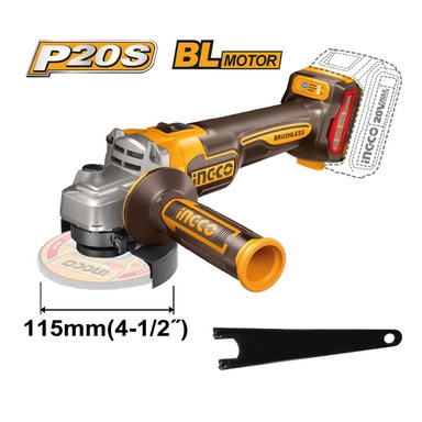 AMOLADORA ANGULAR BRUSHLESS INGCO 20V 4 1/2'' 115MM CAGLI21154
