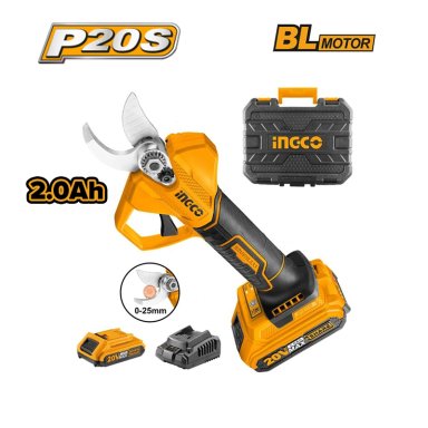 TIJERA DE PODAR INGCO 20V 25MM 1 BATERÍA 2.0AH CON CARGADOR CSSLI202581