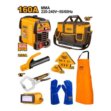 KIT MÁQUINA DE SOLDAR INGCO 160A + 8 PIEZAS SOLDADOR COS23095