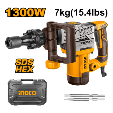 MARTILLO DEMOLEDOR HEXAGONAL INGCO 1300W 20J 7KGS PDB130018