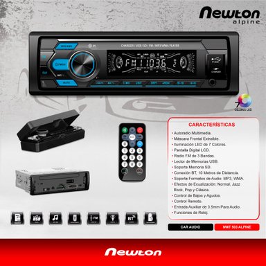 AUTORADIO NEWTON NWT503 INTREPID ALPINE BLUETOOTH RADIO FM USB - 5
