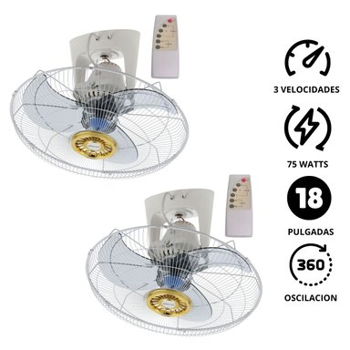 COMBO 2 VENTILADOR DE TECHO DIORE MWF 1881 75 WATTS CONTROL REMOTO TIMER BLANCO