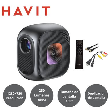 PROYECTOR HAVIT PJ215_PRO PJ215 PRO 250 ANSI LUMENS 4K 150' WIFI NEGRO - 1