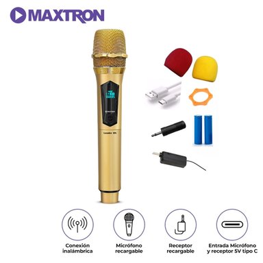 MICRÓFONO INALÁMBRICO MAXTRON MX718GBT RECARGABLE LEADER MX718G BT