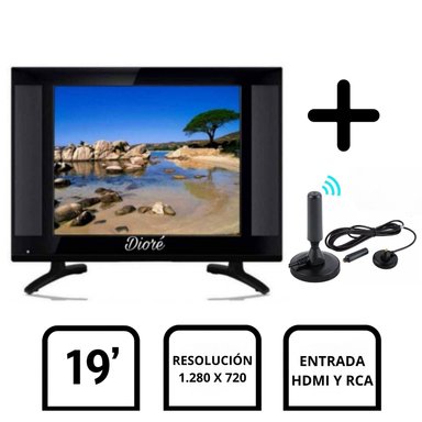 TELEVISOR DIORÉ 19” DIGITAL HD DIO + ANTENA SEÑAL DIGITAL HDTV