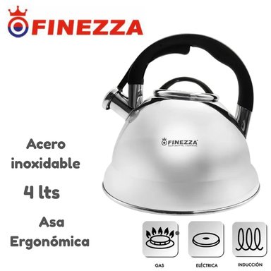 TETERA DE ACERO FINEZZA 4 LT FZ-HT022A ACERO INOXIDABLE 18/10