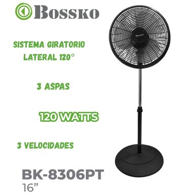 VENTILADOR DE PEDESTAL BOSSKO BK-8306PT 16 PULGADAS CON TEMPORIZADOR