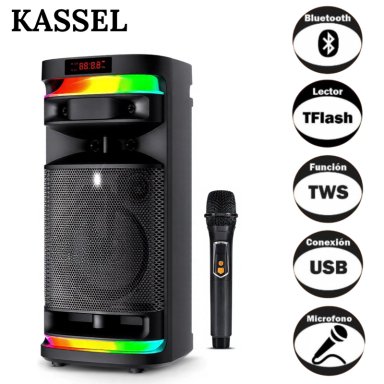 PARLANTE PORTÁTIL KASSEL K828 BOOFER 8 PULGADAS LUCES RBG