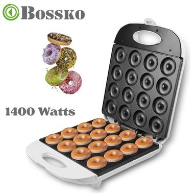 MÁQUINA PARA 16 DONAS MARCA BOSSKO BK-420DM4 ANTIADHERENTE BLANCO