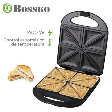 SÁNDWICH MAKER 4 PANES MARCA BOSSKO BK - 422SM4 NEGRO