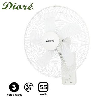 VENTILADOR DE PARED DIORÉ MWF 1605 UNIDAD 3 VELOCIDADES 5 ASPAS 55 W BLANCO