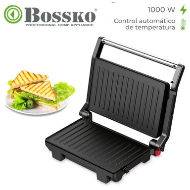 MINI GRILL PANINI BOSSKO BK-435GP ANTIADHERENTE 1000W NEGRO