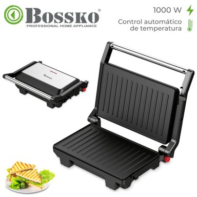 MINI PARRILLA BOSSKO BK-435GP  ANTIADHERENTE 1000W  NEGRO