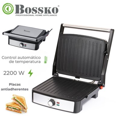 PARRILLERA BOSSKO BK 430SG 2200 WATTS 23 X 29CM ANTIADHERENTE NEGRO