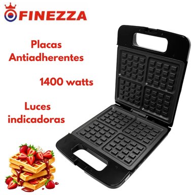 WAFLERA FINEZZA FZ- 827WF4  4 PIEZAS ANTIADHERENTE 1400 WATTS NEGRO