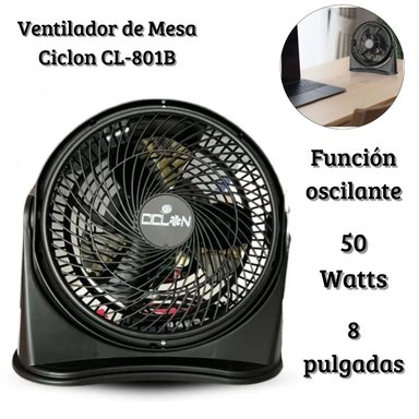 VENTILADOR CICLON 8 PULGADAS 03 VELOCIDADES NEGRO