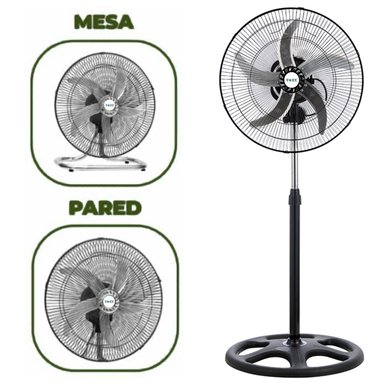 PACK 02 VENTILADORES T-ICE 75 WATTS 5 ASPAS 3 EN 1 PEDESTAL, MESA Y PARED - 3
