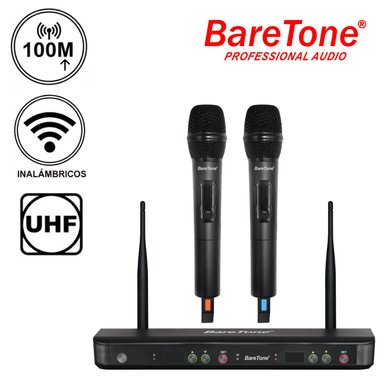 SISTEMA DE MICRÓFONO INALÁMBRICO BARETONE WM 2802W ALCANCE 100 METROS UHF MULTI FRECUENCIA