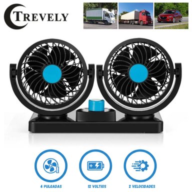 VENTILADOR DE CARRO DUAL TREVELY OSCILANTE 12 VOLTIOS 4 PULGADAS (10CM)