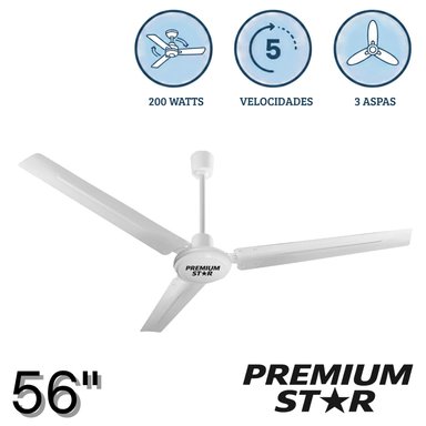 VENTILADOR DE TECHO 56 PULG PREMIUM STAR 200 W BLANCO