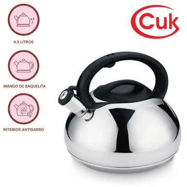 TETERA DE ACERO KILLA 4,5 LITROS TAPA CON SILBATO