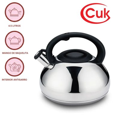 TETERA CUK KILLA DE ACERO 4.5 LITROS TAPA CON SILBATO