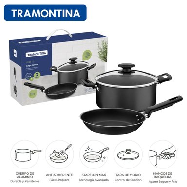 JUEGO DE OLLAS TRAMONTINA LORETO 3 PZAS 27899/504 - 1