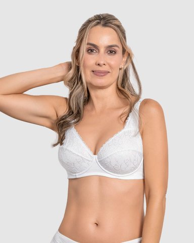 BRASIER TRIANGULAR COPAS EN ENCAJE Y ESPALDA EN TELA LISA