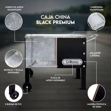BANDEJA GRILLCORP MARRÓN CAJA CHINA CHICA PREMIUM INOXIDABLES 50X30X45 CM - 6