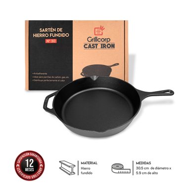 SARTENES GRILLCORP SARTEN HIERRO FUNDIDO N° 30 CM