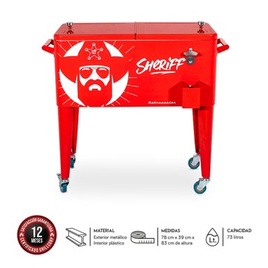 COOLER GRILLCORP ROJO RETRO 73 LITROS