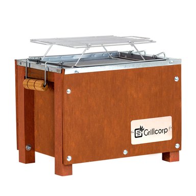 CAJA CHINA GRILLCORP CAOBA MINI GALVANIZADA + PARRILLA VARILLAS NIQUELADAS 40X30X30 - 2