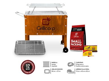 CAJA CHINA GRILLCORP 2014054 CAOBA JUNIOR + VARILLAS INOXIDABLES + CARBON + PACK INTI