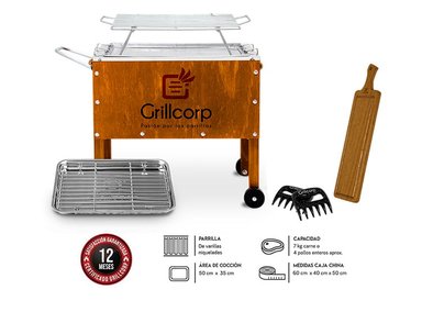CAJA CHINA GRILLCORP 2014085 CAOBA JUNIOR + VARILLAS INOX + TABLA MED + GARRAS