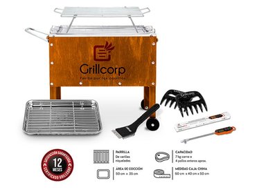 CAJA CHINA GRILLCORP 2014108 CAOBA JUNIOR PREMIUM + PARR VARILLAS INOXIDABLES + BRUSH + TP01 + GARRAS OSO