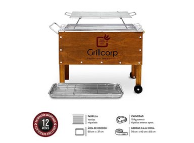 CAJA CHINA GRILLCORP 2014115 CAOBA MEDIANA + PARRILLA VARILLAS INOXIDABLES