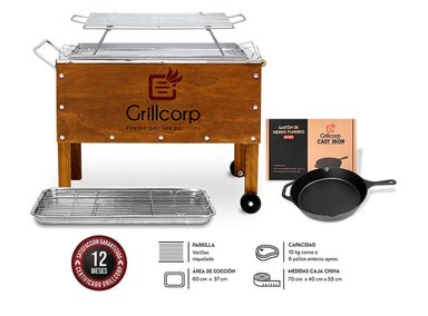 CAJA CHINA GRILLCORP 2014139 MEDIANA + VARILLAS INOX + SARTEN N30