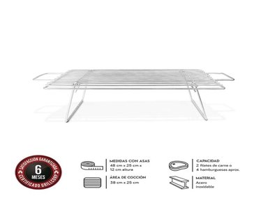 PARRILLA GRILLCORP PLATEADO CHICA VARILLAS INOXIDABLES