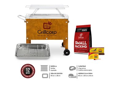 CAJA CHINA GRILLCORP 2014009 CAOBA CHICA PREMIUM + PARR VARILLAS INOXIDABLES + CARBON + PACK INTI