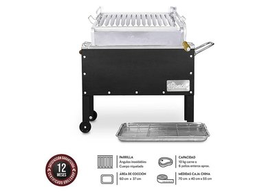 CAJA CHINA GRILLCORP 401116 NEGRO MEDIANA INOXIDABLE BLACK PARRILLA LEVANTE
