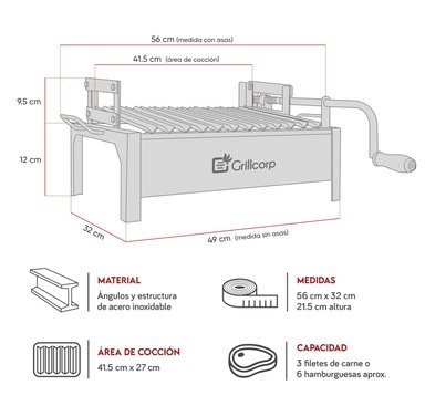 PARRILLA JUNIOR INOXIDABLE PARA EMPOTRAR - 6