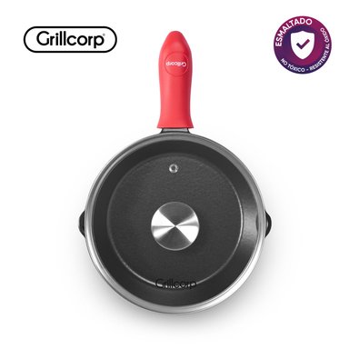 SARTEN GRILLCORP N° 20 HF ESMALTADO + TAPA DE VIDRIO + MANGO - 1